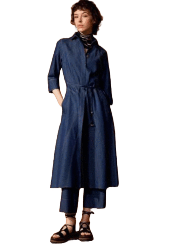 Marilyn's Denim Sleeve Side Pockets 3/4 Length Dress